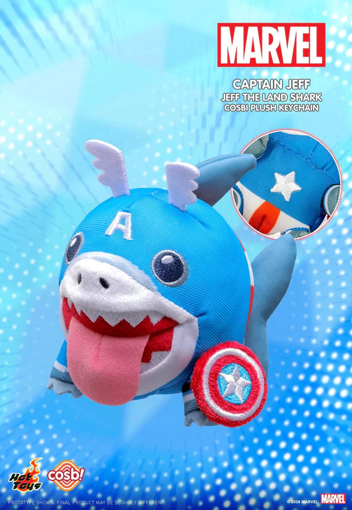 Hot Toys x COSBI Marvel Jeff The Land Shark Plush Keychain Blind Box