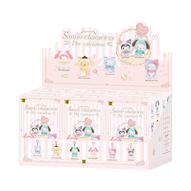 Sanrio Play with Kittens Series Plush Keychains Gift Blind Box